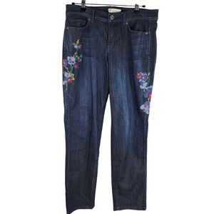 J Jill Womens Slim Ankle Jeans Floral Embroidered Boho Stretch Festival Indie 8